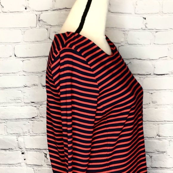 Madewell Sorbonne Dress in Sailor Stripe Red & Navy Knit Long Sleeve Medium NWT - Picture 7 of 12